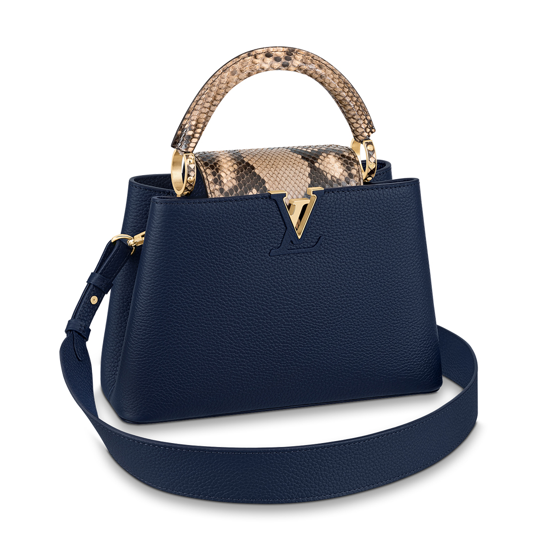 Louis Vuitton CAPUCINES BB Taurillon Leather Bag N80071 Navy Blue